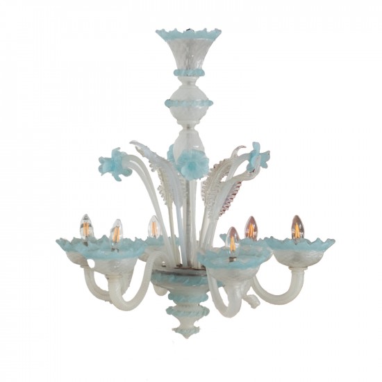 Murano Chandelier Blue Florals