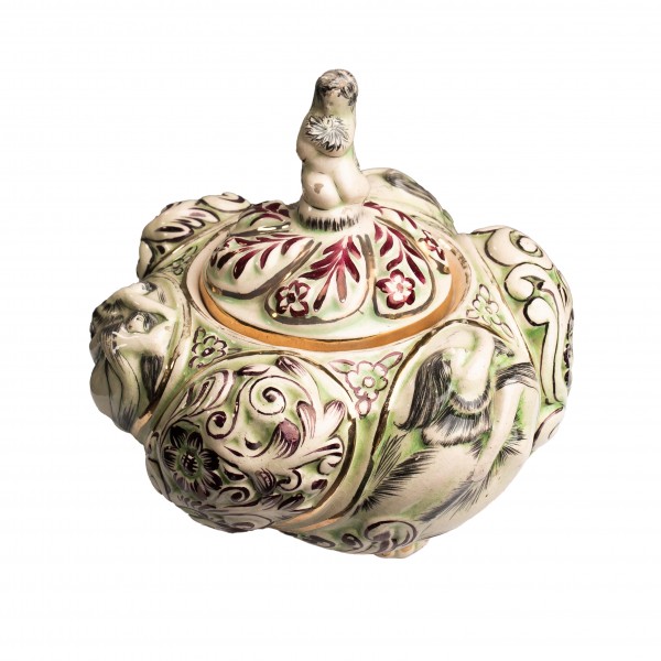 Capodimonte Lidded Pot with Figural Finial
