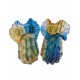 Pair of Amber & Turquoise Murano-Style Glass Vases