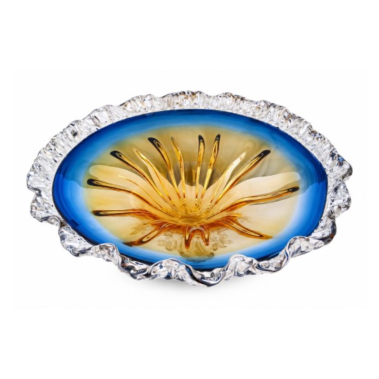 Murano Glass Bowl in Blue & Amber