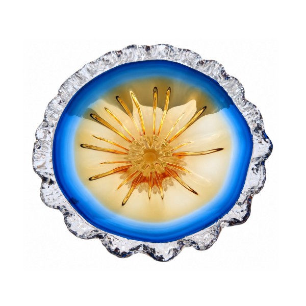 Murano Glass Bowl in Blue & Amber