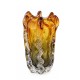 Sculptural Murano Glass Vase in Amber & Olive Green