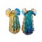 Pair of Amber & Turquoise Murano-Style Glass Vases