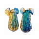 Pair of Amber & Turquoise Murano-Style Glass Vases