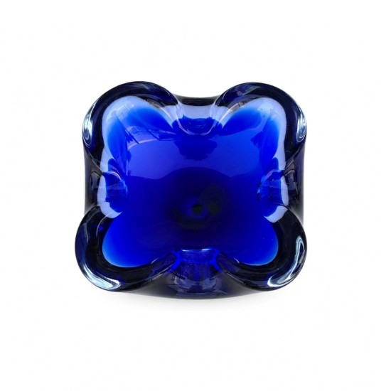 Vintage Cobalt Blue Murano Style Ashtray