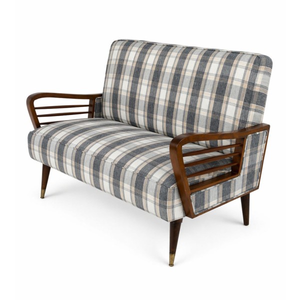 Vintage Mid-Century Sofa with Walnut Frame