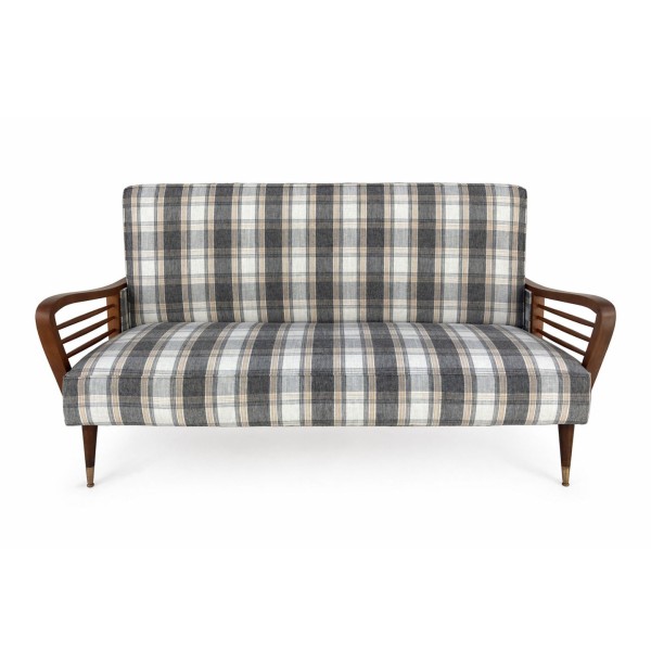 Vintage Mid-Century Sofa with Walnut Frame
