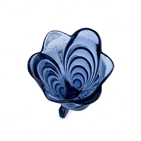Vintage Blue Sculptural Glass Vase