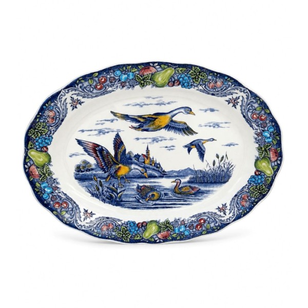 Vintage Porcelain Duck Scene Serving Platter