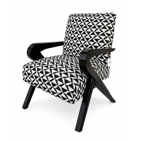 Vintage Sculptural Armchair with Geometric Upholstery