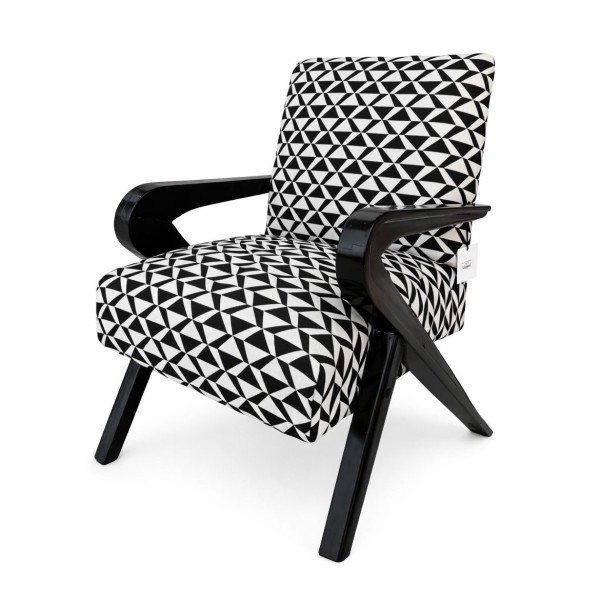 Vintage Sculptural Armchair with Geometric Upholstery