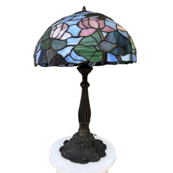 Vintage Tiffany-Style Stained Glass Table Lamp