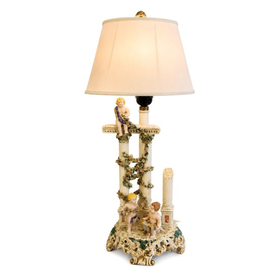 Vintage Letora Italy Capodimonte-Style Ceramic Table Lamp