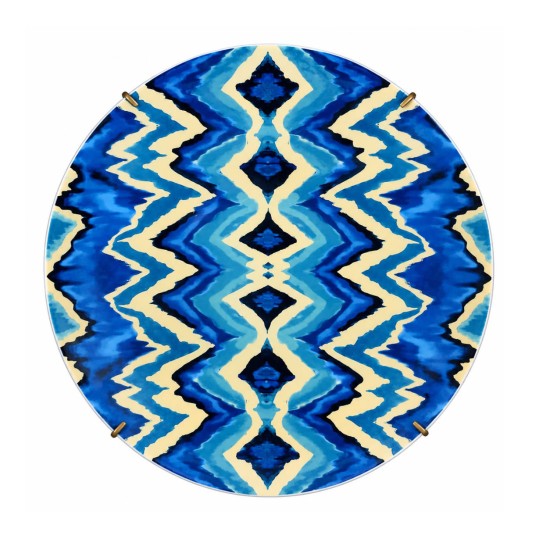 Pair of Blue Ikat Decorative Porcelain Plates