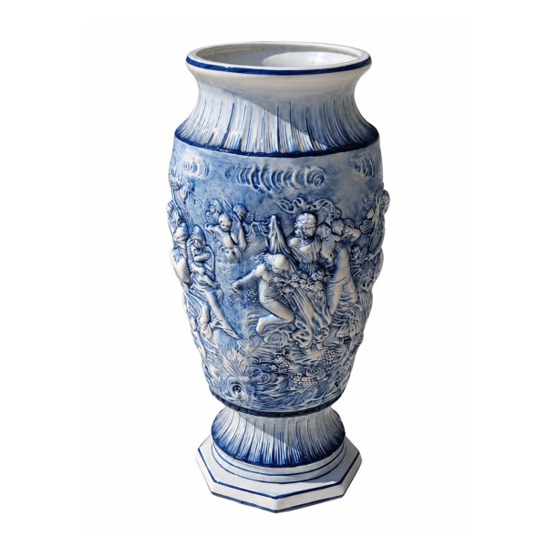 Vintage Italian Capodimonte Blue & White Relief Vase