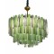 Vintage Murano Green & Clear Glass Oval Chandelier