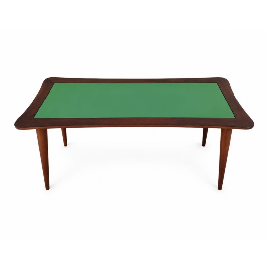 Mid-Century Inspired Green Glass Coffee Table