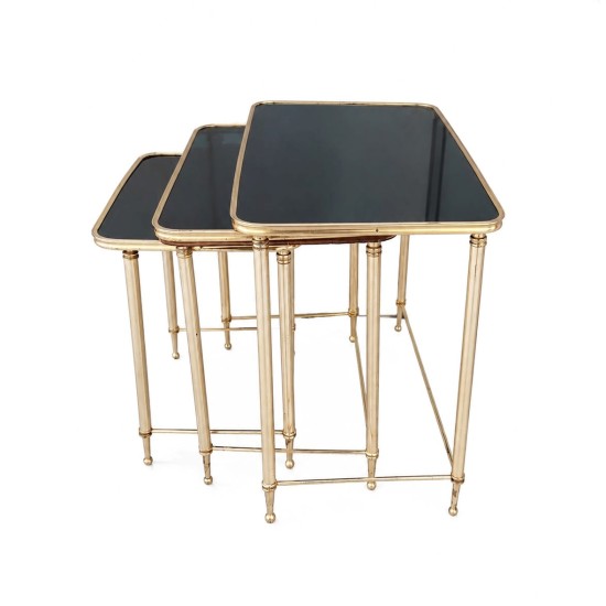 Vintage French Mid-Century Brass Nesting Tables