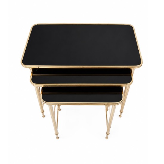 Vintage French Mid-Century Brass Nesting Tables