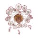Vintage Murano Clear Glass Chandelier with Pink Floral Accents