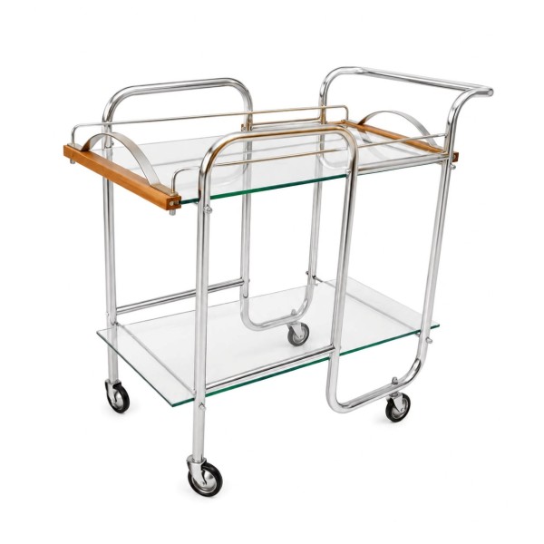 Vintage Chrome & Glass Tea Cart