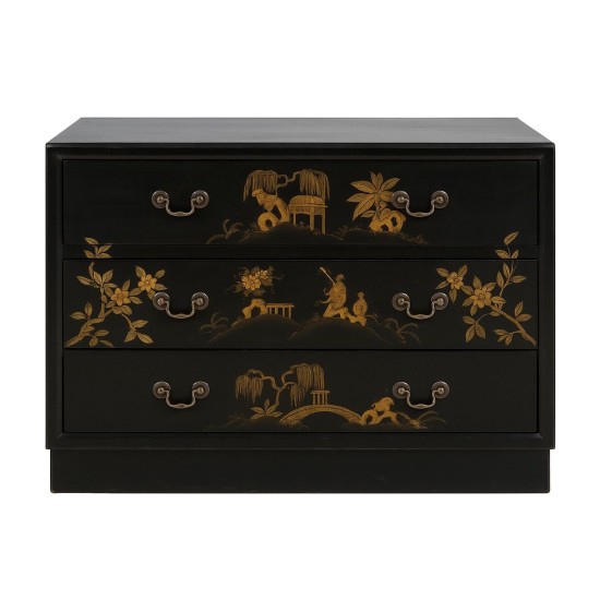 Black Chinoiserie Chest with Gold Detailing