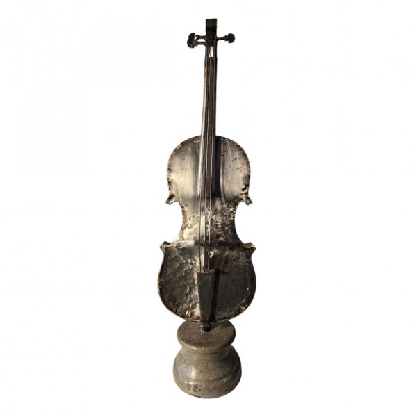 Vintage Metal Violin Sculpture Vintage Metal Violin Sculpture