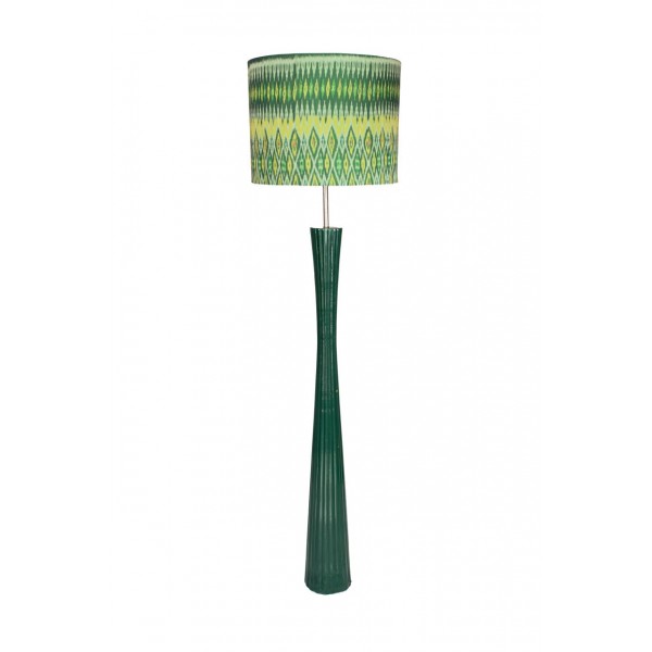 Fluted Emerald Mid-Century Floor Lamp