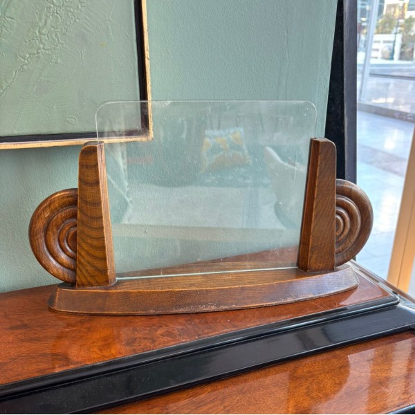 Art Deco Carved Wooden & Glass Frame