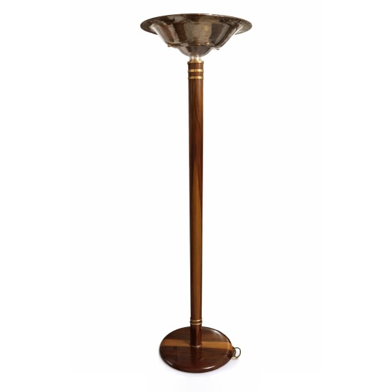 Vintage Art Deco Floor Lamp with Wooden Base