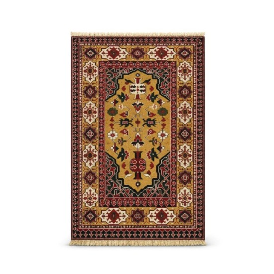 Hand-Knotted Egyptian Rug in Caucasian Design