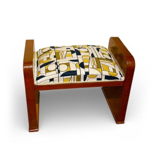 Vintage Art Deco Ottoman with Sculptural Frame