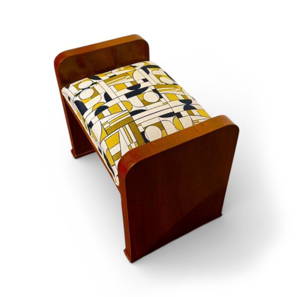 Vintage Art Deco Ottoman with Sculptural Frame