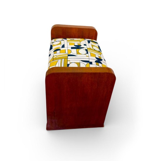 Vintage Art Deco Ottoman with Sculptural Frame