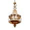 Vintage Brass and Copper Chandelier with Glass Details