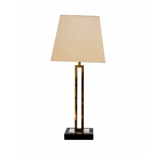 Mid-Century Brass Table Lamp with Geometric Base