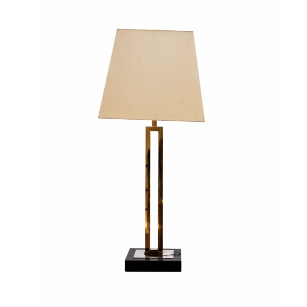 Mid-Century Brass Table Lamp with Geometric Base