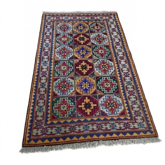Caucasian Kazak Rug with Geometric Medallions
