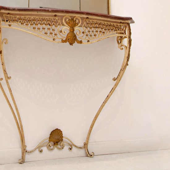 Marble top Ferforge Console