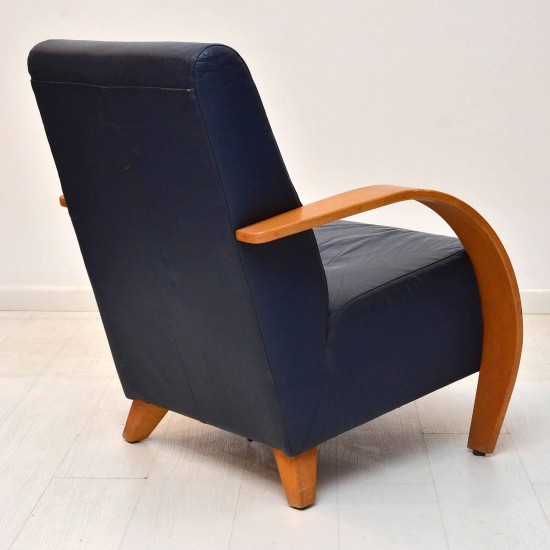 Blue Leather Lounge Chair