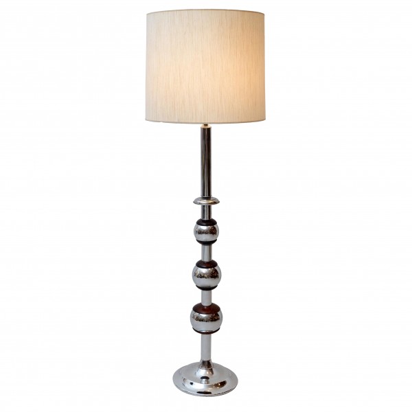 Stainless and Wood Floor Lamp
