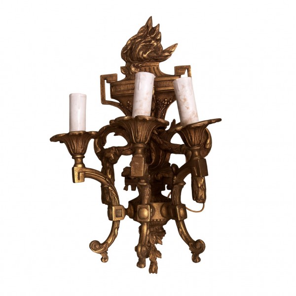 Bronze Louis XVI Style Three-Light Wall Sconce