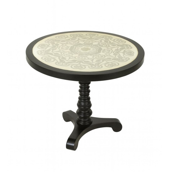 Vintage Round Pedestal Table with Inlaid Top