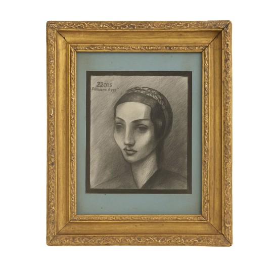Vintage Framed Portrait Drawing (1957)