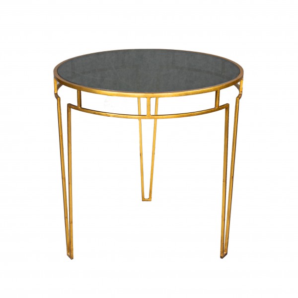 Vintage Gold Side Table with Smoked Glass